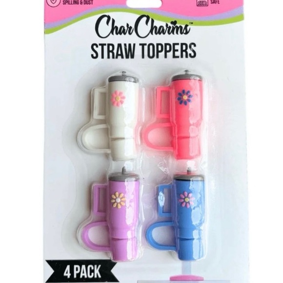 Char Charms Other - NWT Four (4) Tumbler Straw Toppers